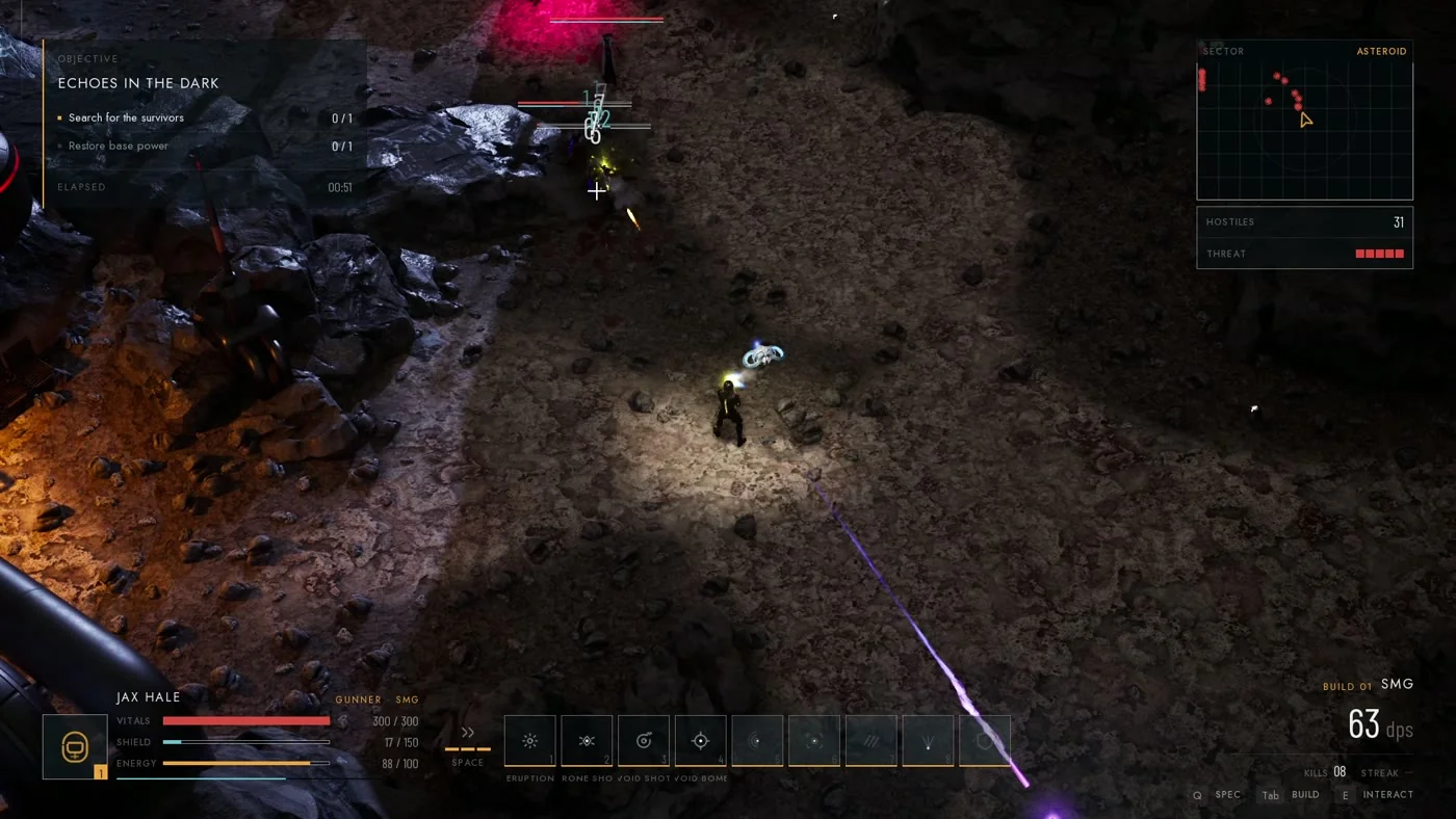 An energy column erupts from the ground