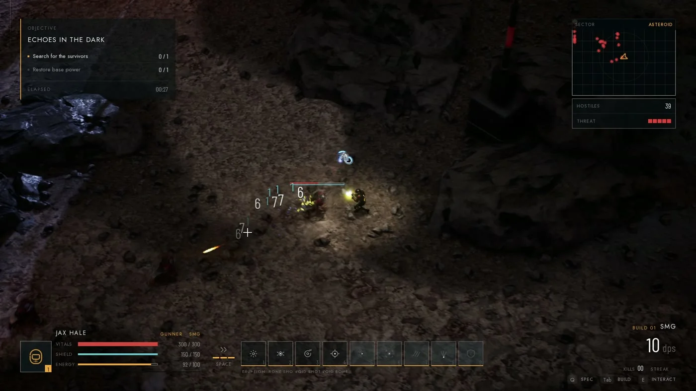 Combat on the asteroid surface